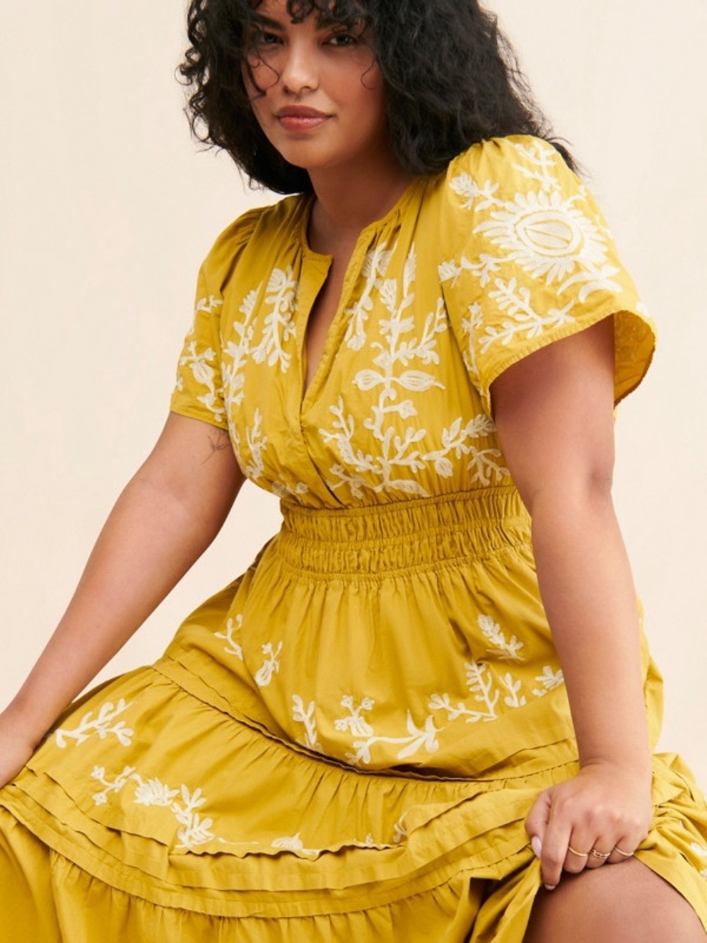 Anthropologie Somerset Maxi Dress Size S Yellow Embroidered Floral - Picture 5 of 5